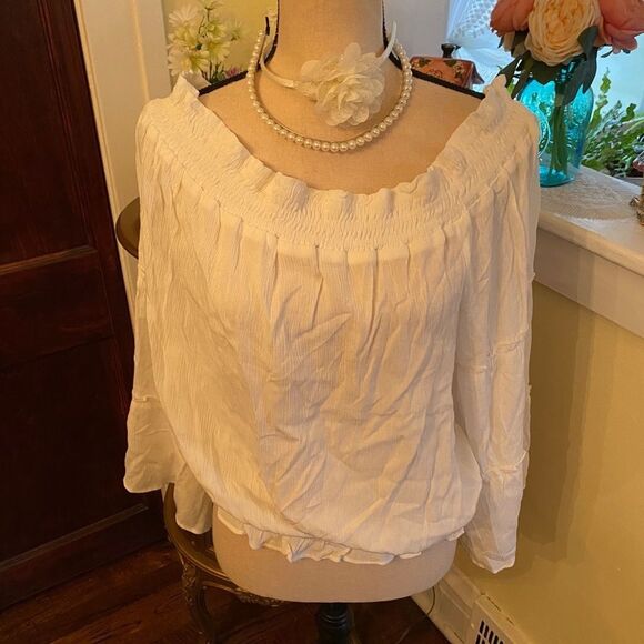 Loralette White Boho Off Shoulder Blouse - Picture 3 of 8
